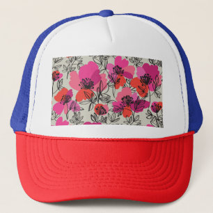 Pioen Bloemen  Naadloos Patroon. Trucker Pet