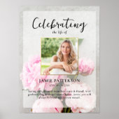 Pioen Bloemen Viering van het Leven Foto, Begrafen Poster (Voorkant)