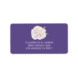 Pioen Bloemen Waterverf Violet Paarse Etiket