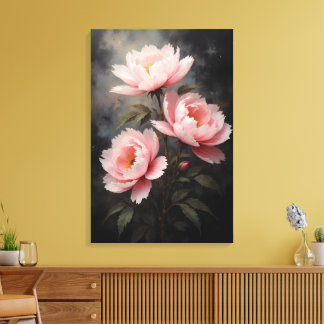 Pioen Bloemkunst Canvas Afdruk
