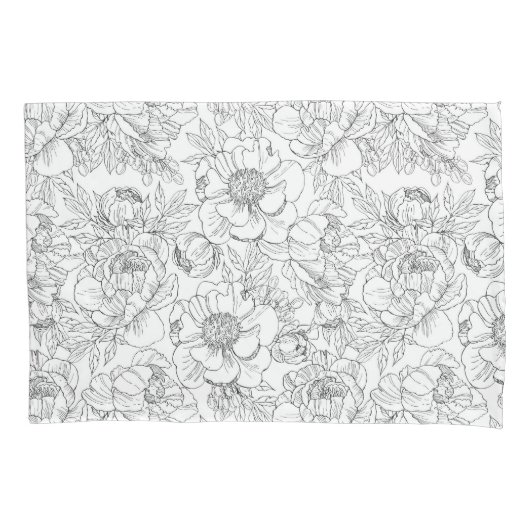 pioen bloemmotief kussensloop (Voorkant-Links)