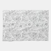 pioen bloemmotief theedoek (Horizontaal)