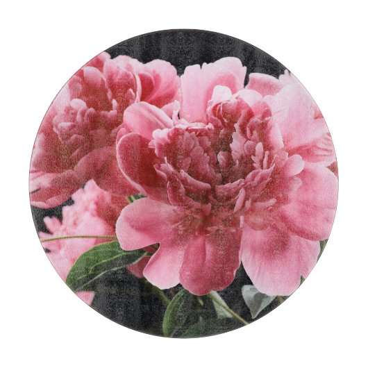 Pioen boeket close-up: roze rood snijplank (Voorkant)