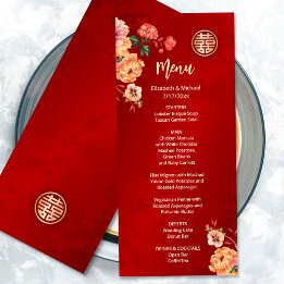 Pioen Chinees Bruiloft Menu Kaart