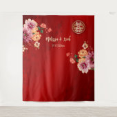 Pioen Chinese bruiloft achtergrond Wandkleed (Voorkant)