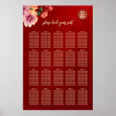 Pioen Chinese bruiloft zitgrafiek Poster (Voorkant)