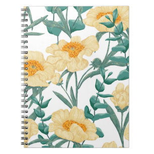 Pioen Claire de Lune Planten Naadloos Patroon. Notitieboek