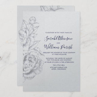 Pioen Eenvoudige Bruiloft Uitnodiging