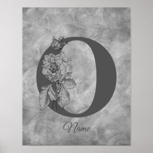 Pioen Elegant Monogram Initiaal O Persoonlijk Poster