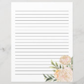 Pioen en Gouden Bloemen Naam Receptkaart (Achterkant)