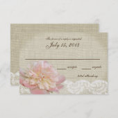 pioen en kant bruiloft reactie Kaart (Voorkant / Achterkant)