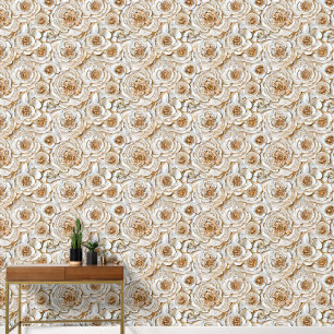 Pioen ivoor beige naadloze patroon luxe bloem behang