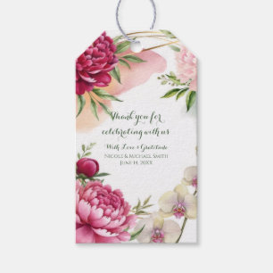 Pioen & Orchidee Tuin Bloemrijke Bruiloft Cadeaulabel