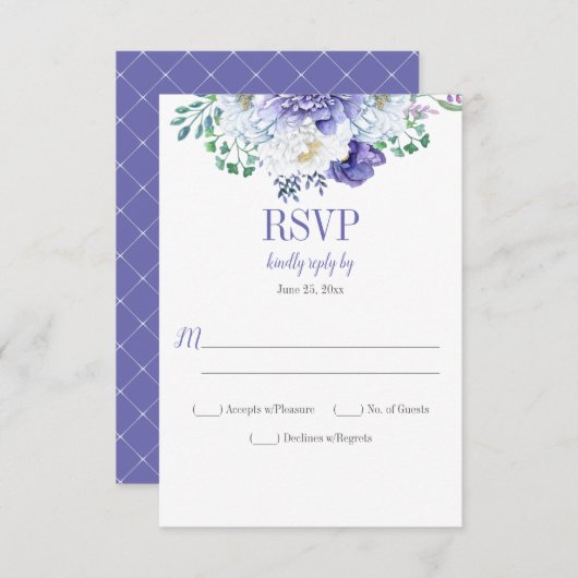 Pioen Passie Lattice Achtergrond Verticale RSVP (Voorkant / Achterkant)