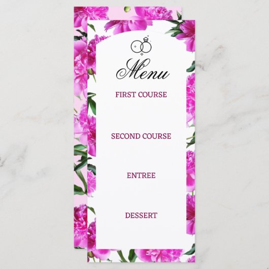 Pioen. Plat Menu (Voorkant / Achterkant)