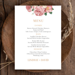 Pioen Rose Boeket Bloemen Menu Kaart