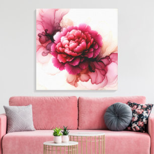 Pioen Roze Abstract Canvas Afdruk