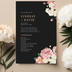 Pioen Rozen op Black Wedding Ceremony Programma