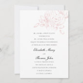 Pioen Schets Roze Blush Formele Traditionele Bruil Kaart (Voorkant)