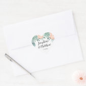 Pioen Succulenten Bloemen Waterverf Bruiloft Hart Sticker (Envelop)