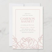 Pioen Tuin Stof Roze Roze Bloemige Bruidsdouche Kaart (Voorkant)