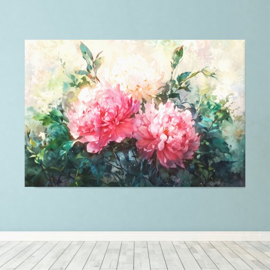 *~* Pioen TV2  Kunst Uitgerekte Canvas Print (Insitu (Houten vloer))
