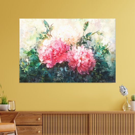 *~* Pioen TV2  Kunst Uitgerekte Canvas Print (Insitu (Woonkamer))