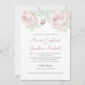 Pioen Waterverf bruiloft uitnodiging (Voorkant)