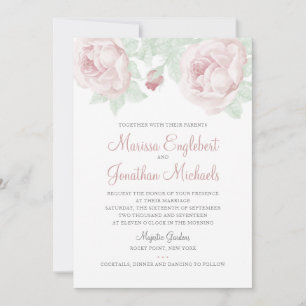 Pioen Waterverf bruiloft uitnodiging