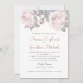 Pioen Waterverf bruiloft uitnodiging (Voorkant)