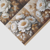 Pioen Wit en Goud Olieverfschilderij Decoupage Tissuepapier (Detail)