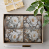 Pioen Wit en Goud Olieverfschilderij Decoupage Tissuepapier (Geschenk)