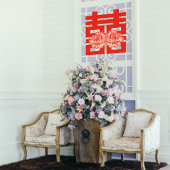 Pioenbloem Dubbele Xi Chinese Trouwdag Raamsticker