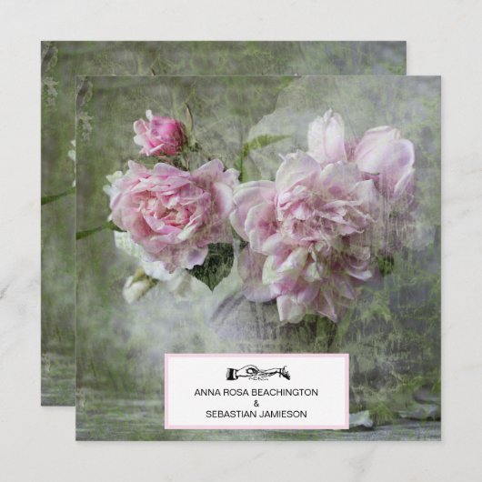 *~*  pioenbloem zacht QR RSVP AR23 BRUILOFT Kaart (Voorkant / Achterkant)