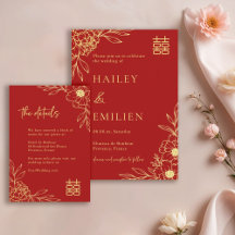 Pioenbloemen Moderne Chinese Rode Huwelijksdetails