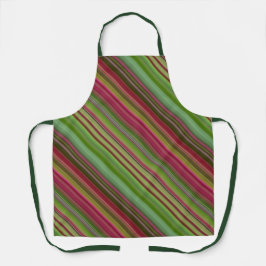 Pioenbloesem roze en groene streep schort