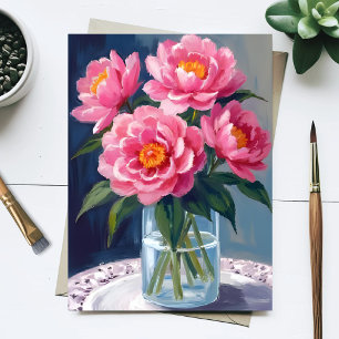 Pioenboeket Roze Bloemen Schilderij Briefkaart