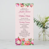 pioenen bloemenbruiloft ceremonie programma (Staand voorkant)