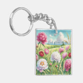 Pioenen en prijsopgave sleutelhanger (Voorkant Links)