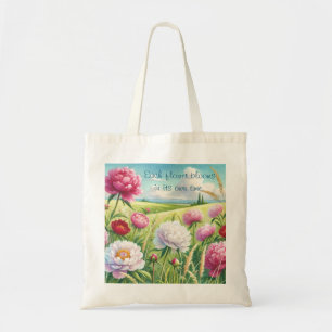 Pioenen en prijsopgave tote bag