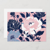 Pioenen en Rozen Contrast Silhouette Bloemen Briefkaart (Voorkant / Achterkant)