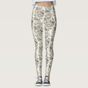 Pioenen en vlinders blokkeren print, aantal aan ui leggings