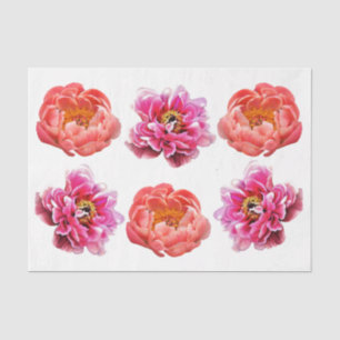 Pioenen - Koraal & Roze - Decoupage Tissue Paper Tissuepapier