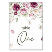 Pioenen Roze Bourgondië Bloemen Bruiloft Tafel Num Kaart (Voorkant)