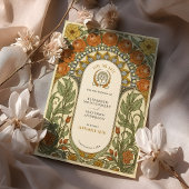 Pioenen & Rozen Art Nouveau Bewaar de datum Kaart