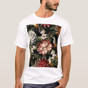 Pioenen, Rozen, Vogels. T-shirt
