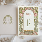 Pioenen Tafelnummers  Art Nouveau bruiloft