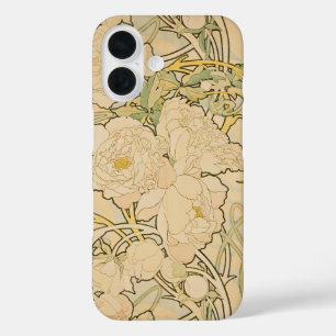 Pioenen van Alphonse Mucha,  Art Nouveau iPhone 16 Hoesje