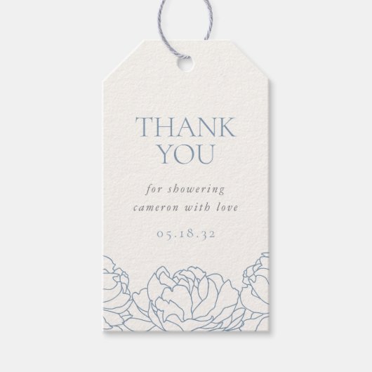 pioenentuin | Blue Floral Vrijgezellenfeest Dank u Cadeaulabel (Voorkant)