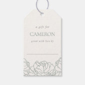 Pioenentuin | Saliegroene bloemenschouwingsdouche Cadeaulabel (Voorkant)